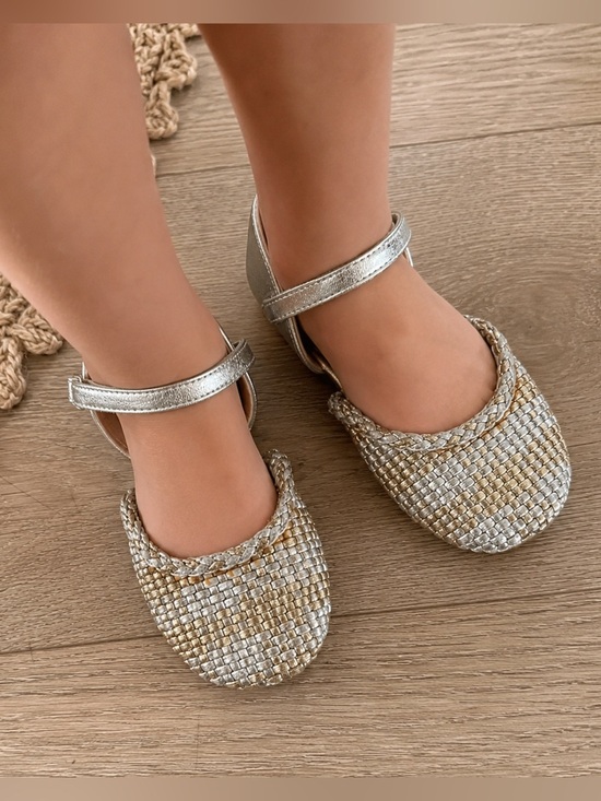 Zara Other - Zara Mixed Metals Woven Mary Jane Ballet Flat Party Shoe 24 7